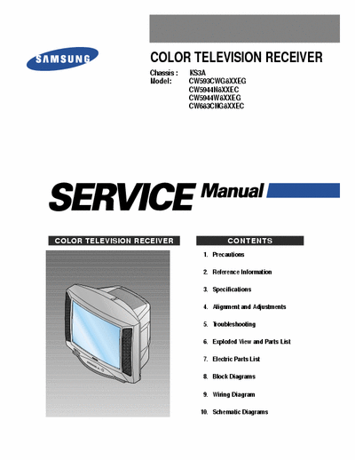 Samsung CW593CWG8, CW5944N8, CW5944W8, CW683CNG8 Service Manual CW593CWG8, CW5944N8, CW5944W8, CW683CNG8